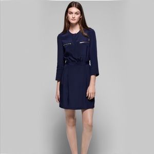 Theory Brunella Zip-Pocket Basque Silk Dress